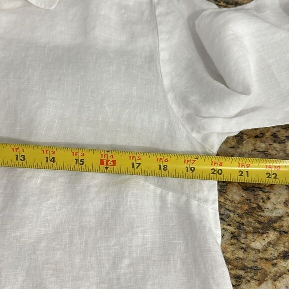 Poetry White Linen Lagenlook 1/2 Button Long Sleeve Shirt Top Size 8 - Picture 7 of 9